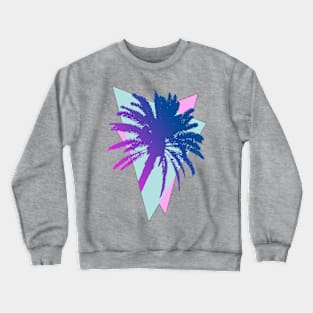 Faded Blue Glow Retrowave Palm Tree Crewneck Sweatshirt